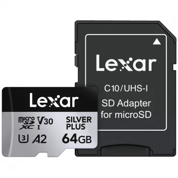 Karta MicroSD Lexar 64 GB UHS-I Klasa 3 srebrny PLUS