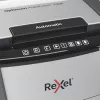 Niszczarka do papieru REXEL Optimum AutoFeed+ 100X — automatyczne podawanie 100 arkuszy, cięcie krzyżowe 4 x 28 mm, kosz 34 L, aluminium