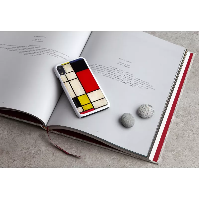 etui na smartfona iKins for iPhone XR Mondrian biały — protective hard tylna obudowa