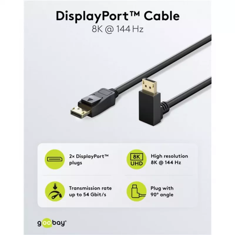 Kabel DisplayPort WENTRONIC 77057 — DisplayPort 1.4, 54 Gbit/s, do 8K 144 Hz