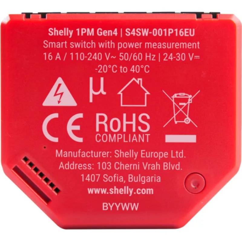 Shelly · Flush-Mount·1PM Gen4 2-Pack· Relay· max 16A· 1 Channel· Measurement Function· (Shelly_1PM_Gen4_2er)