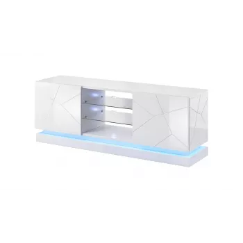 TV cabinet cama meble QIU 160 — MDF biały gloss, 1600×420×570 mm
