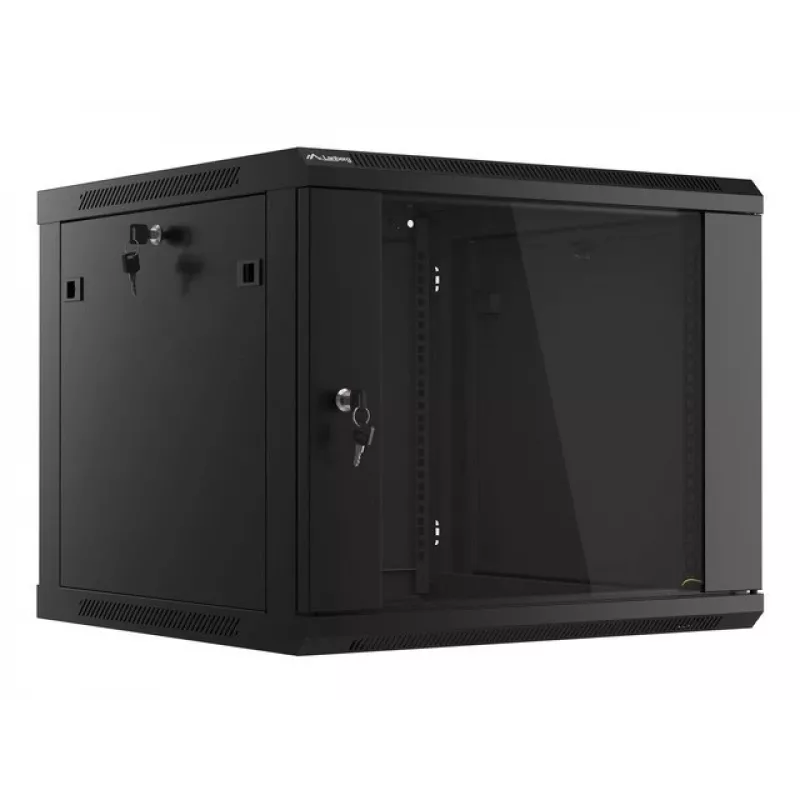 Szafa ścienna LANBERG 9U 19 cali WF01-6609-10B, 600×600×507 mm, 60 kg, IP20, czarna