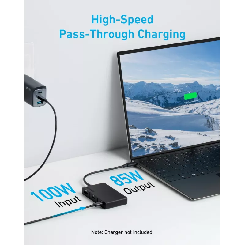Anker 332 Wired USB 3.2 Gen 1 Type-C Czarny 100W 4K Ultra HD