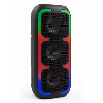 Przenośny głośnik stereo SQUEAK SQ1009 — Bluetooth 5.3, 45 W RMS, 10h bateria, FM, USB, AUX, LED, 1800 mAh, czarny