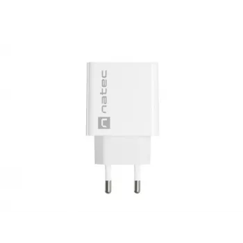 Ładowarka sieciowa szybkiego ładowania NATEC RIBERA 12V 20W USB-C PD 3.0 + USB-A Samsung AFC biała