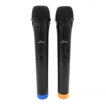 Mikrofon karaoke MEDIA-TECH MT395 Accent Pro — przewodowy, czarny, włącznik/wyłącznik, maks. zasięg 20 m, komplet 2 szt.