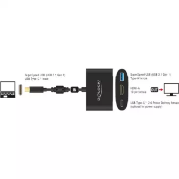 DeLOCK - Zewnętrzny adapter wideo - VL101 - USB-C 3,1 - HDMI - Szary - retail (62991)
