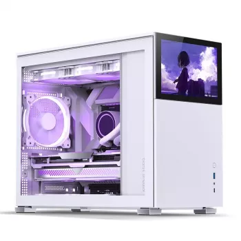 Obudowa PC Jonsbo D31 STD biały — Midi Tower, stal, hartowane szkło, Micro-ATX/ITX/DTX, 2×2,5 cala + 1×3,5 cala, GPU do 400 mm, chłodzenie CPU 168 mm