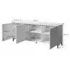 MARMO 3D komoda 200x45x80,5 cm biały matowy/marble biały
