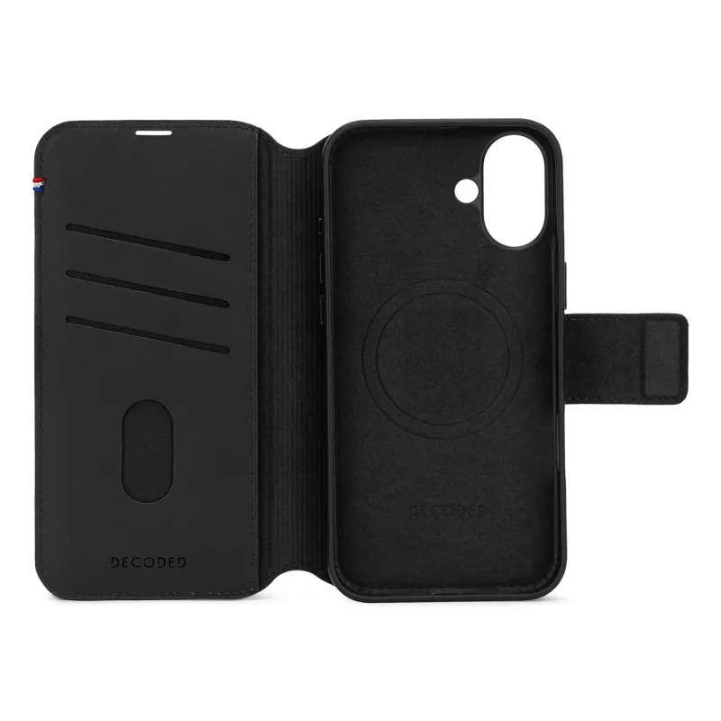 Etui skórzane do iPhone 16, czarne