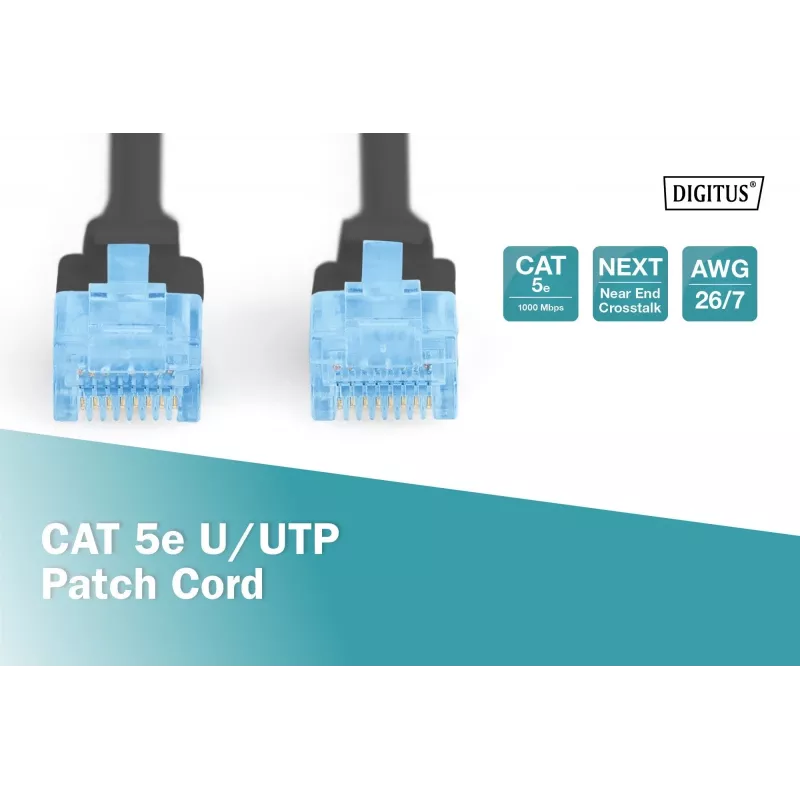 Przewód krosowy CAT 5e U-UTP 10m czarny