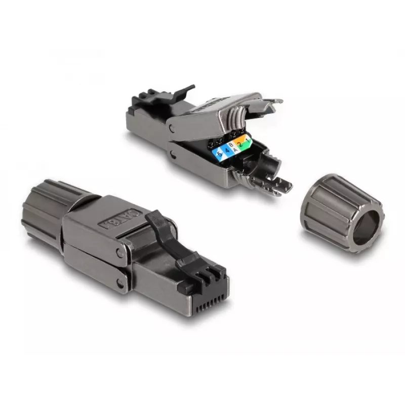 Kabel sieciowy DeLOCK wtyk RJ45 Kat.8.1 STP beznarzędziowy czarny