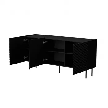 Komoda Cama Meble LUCCA 3D 165x40x80 cm, czarna, korpus z płyty wiórowej