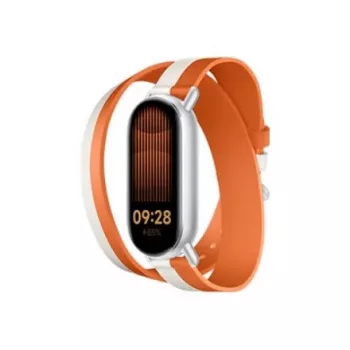 Xiaomi Dwukolorowy Pasek Skórzany | 140–180 mm | Biało-Pomarańczowy | Skóra cielęca, PU (wewnątrz)