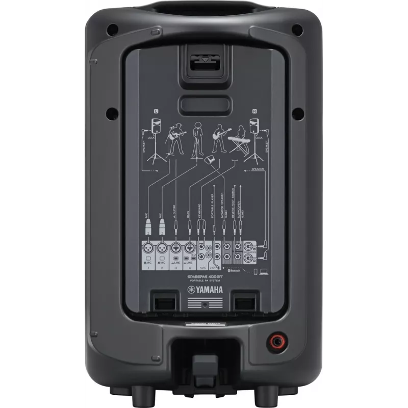 Wolnostojący system PA YAMAHA Stagepas 400BT — 400 W, 2-drożny, 10-kanałowy mikser, Bluetooth 4.1, czarny