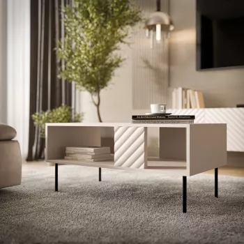 Stolik kawowy Cama LUCCA ławka/stół 100x55x46 cashmere, prostokątny szary blat
