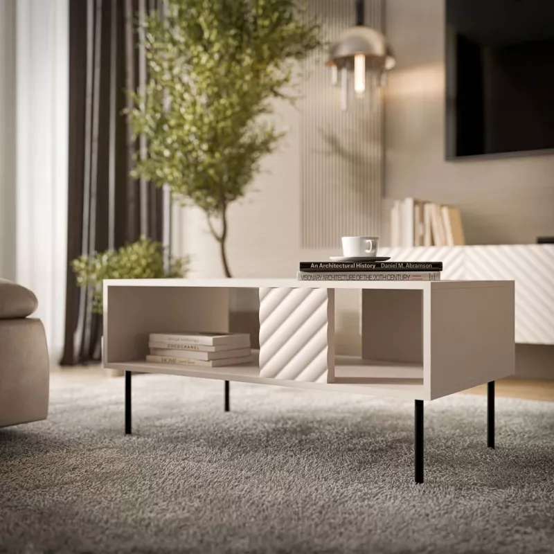 Stolik kawowy Cama LUCCA ławka/stół 100x55x46 cashmere, prostokątny szary blat