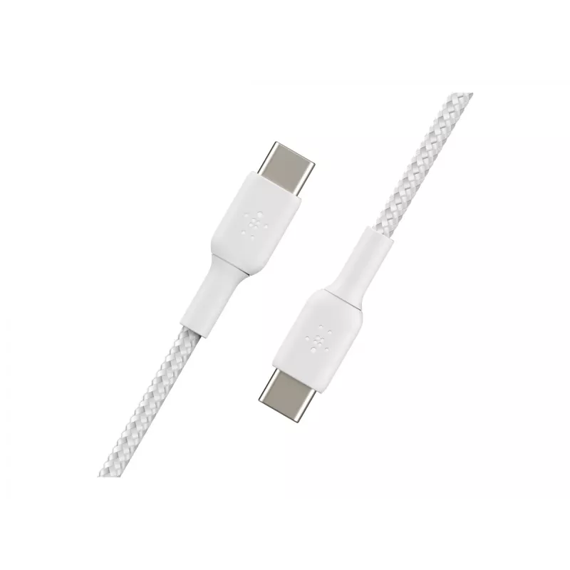 Kabel pleciony USB-C na USB-C 1m Biały