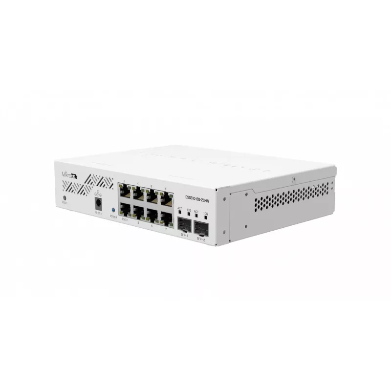 Przełącznik sieciowy MikroTik CSS610-8G-2S+IN — 8x Gigabit RJ-45, 2x SFP+ 10G, PoE, wejście 12–57 V