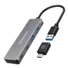 GRAUGEAR G-HUB2A2C-AC koncentrator interfejsów USB 3.2 Gen 1 (3.1 Gen 1) Type-A + Type-C 5000 Mbit/s Srebrny