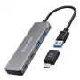 GRAUGEAR G-HUB2A2C-AC koncentrator interfejsów USB 3.2 Gen 1 (3.1 Gen 1) Type-A + Type-C 5000 Mbit/s Srebrny