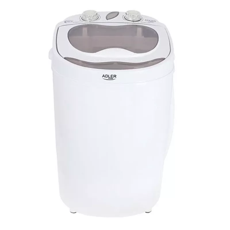 Pralnica ładowana od góry Adler AD 8055, przenośna, pojemność 3 kg, kremowa, sterowanie pokrętłem, 150 W