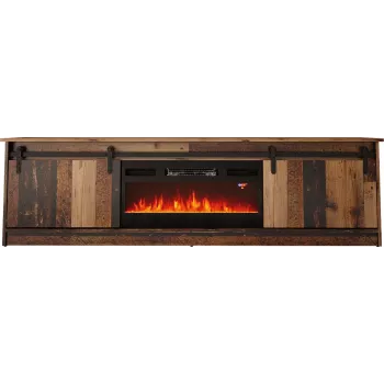 Szafka RTV Cama Meble GRANERO z miejscem na kominek, 2000×567×350 mm, płyta wiórowa/MDF, 2 drzwi przesuwne, matowy stare drewno