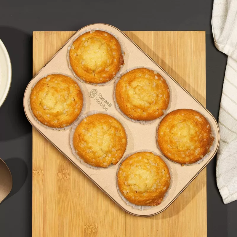 Muffin Maker Russell Hobbs RH02151GEU7 Gold powierzchnia nieprzywierająca, elektryczna foremka do muffinów na blat