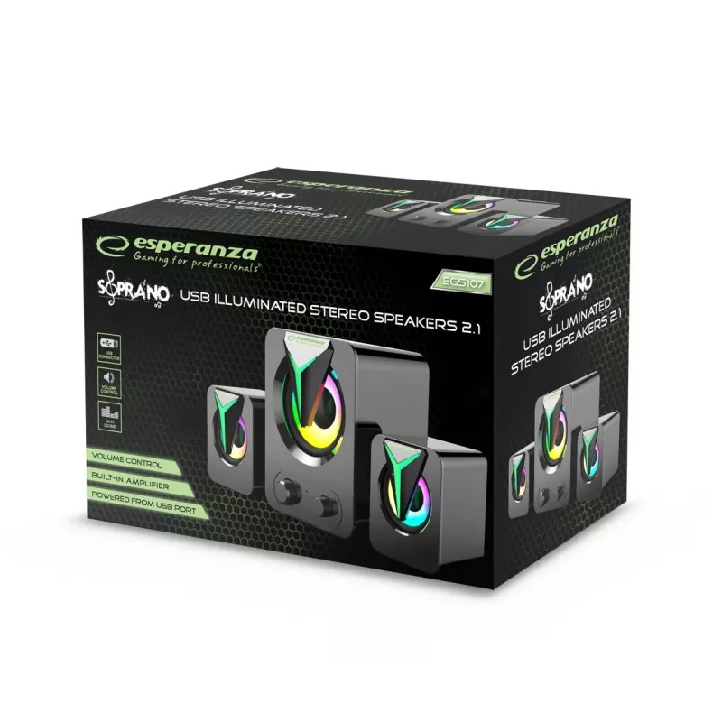 Głośniki Esperanza EGS107 2.1 USB LED 5 W Czarny
