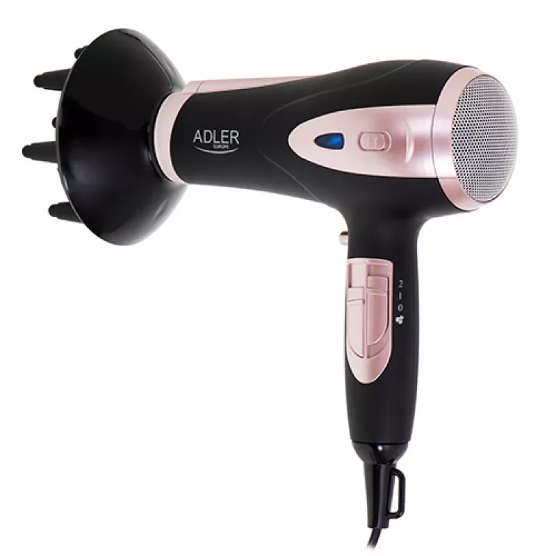 Adler | Suszarka do włosów | AD 2248b ION | 2200 W | Liczba ustawień temperatury 3 | Funkcja jonizacji | Dysza dyfuzor | Czarny/Różowy