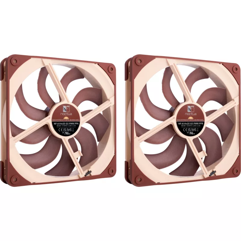 Zestaw dwóch wentylatorów Noctua NF-A14x25 G2 PWM Sx2 PP 140 mm