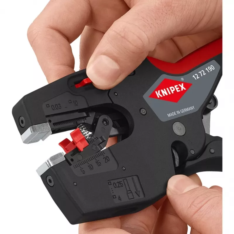 Multinarzędzie elektryka Knipex NexStrip 12 72 190 SB – ściągacz izolacji i narzędzie do zaciskania
