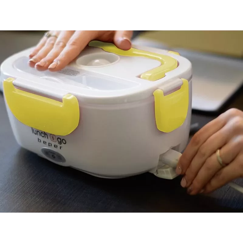 Elektryczny pojemnik na lunch Beper 90.920G - podgrzewacz do jedzenia 1 L, żółty