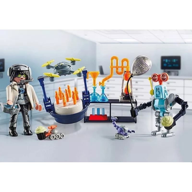Playmobil 71450 My Life: Naukowcy z robotami Impreza o tematyce naukowej w laboratorium z dronem transportowym i robotami Zabawna pomysłowa zabawa w odgrywanie ról Arti
