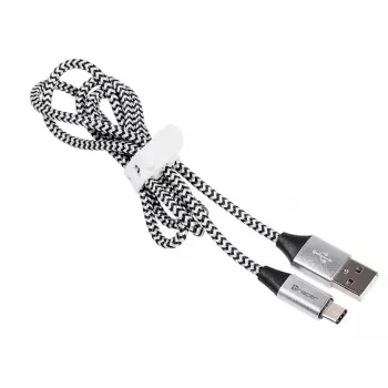 Kabel USB 2.0 Type-C męski - C męski 1,0m czarno-srebrny