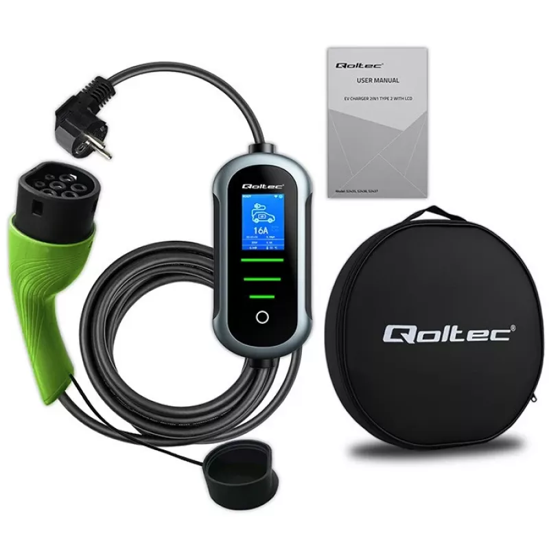 Ładowarka do pojazdów elektrycznych QOLTEC EV car charger w/ adjust. Type2 2in1 3,5kW – kompaktowa ładowarka AC, Type 2, 3,5 kW