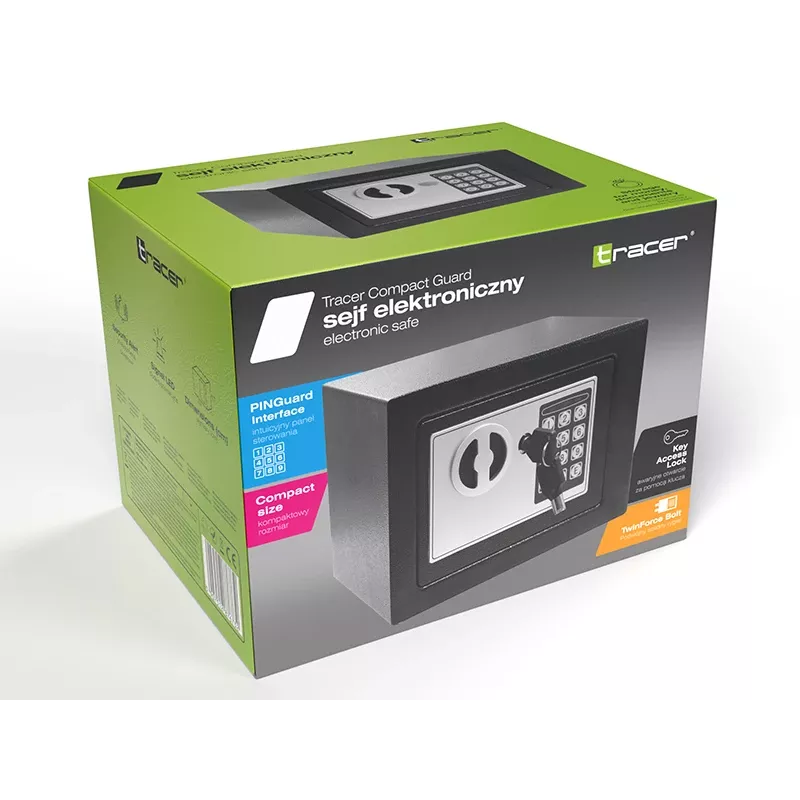 Safe TRACER Tracer 47640 Compact Guard — Sejf elektroniczny, 0.5 stopy sześciennej, konstrukcja stalowa