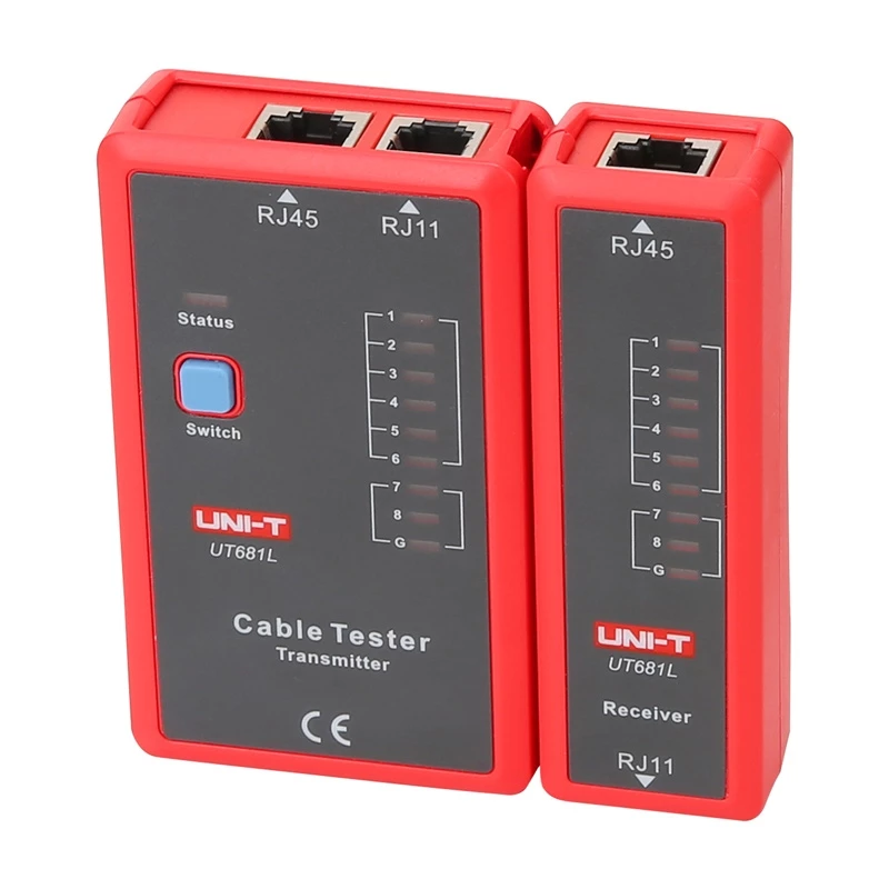 Tester okablowania sieciowego Unit UT681L do złączy RJ45 i RJ11, sprawdzanie ciągłości i połączeń