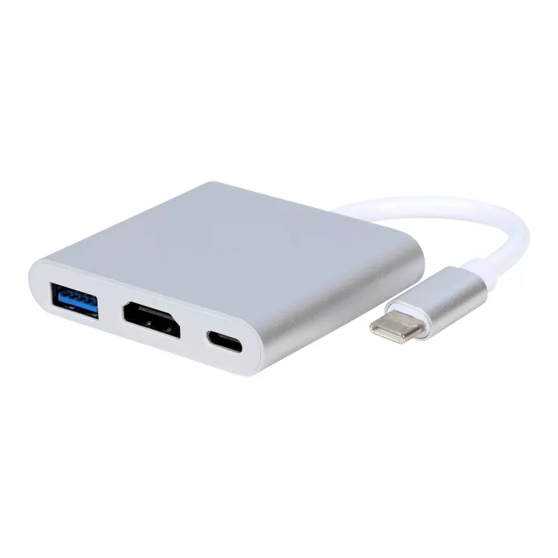 Adapter graficzny USB GEMBIRD A-CM-HDMIF-02-SV, wyjście HDMI, do 3840×2160, srebrny, 58,5×51×11,6 mm