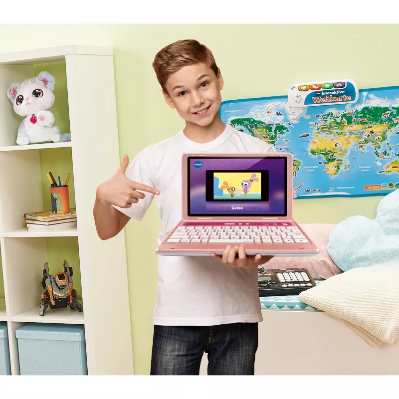 VTech Genio Lernlaptop różowy — laptop edukacyjny dla dzieci, interaktywne urządzenie do nauki