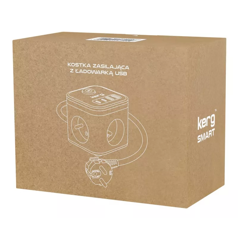 Listwa zasilająca Kerg SMART z 3 gniazdami i 4 USB (USB-A + USB-C), kabel 1,5 m, 16 A/250 V