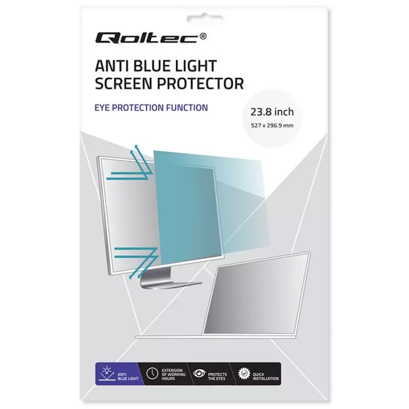Folia ochronna na monitor QOLTEC 51075 23,8 cala z filtrem światła niebieskiego, matowa przeciwodblaskowa
