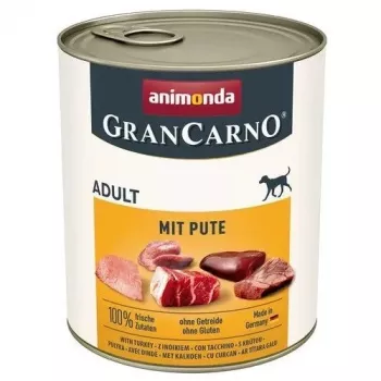 Mokra karma dla psów animonda GranCarno Adult indyk 800 g — puszka, bezzbożowa, bezglutenowa, 10,5% białka, 5% tłuszczu