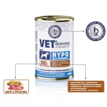 VET RESPONSE Hypoalergiczna Kaczka - mokra karma dla psów - 400g