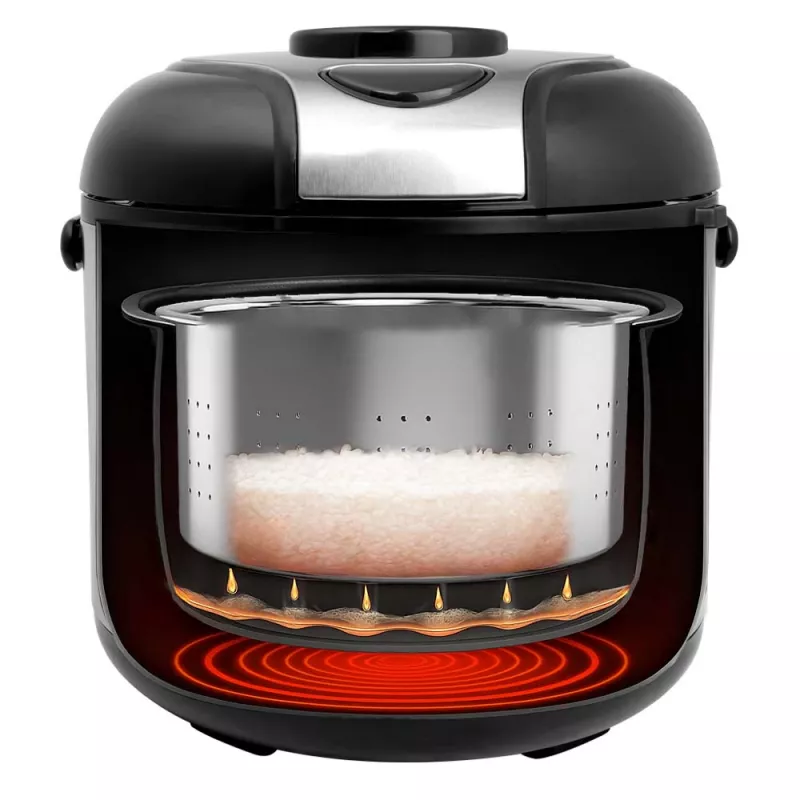 Rice cooker GASTROBACK Rice Control Low Carb & Steam, 3 L, 450 W, czarny/stal nierdzewna