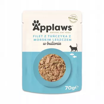 Mokra karma dla kota Applaws Tuna Fillet with Seabream 70 g — saszetka dla dorosłych kotów, 16% białka, 1% tłuszczu, bezglutenowa i bez soi