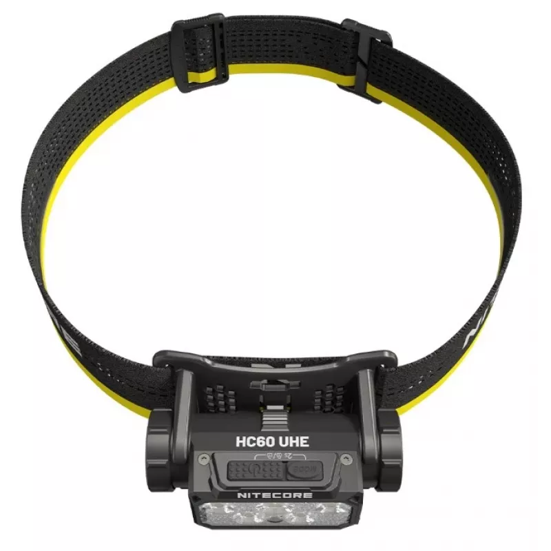 Latarka czołowa Nitecore HC60 UHE z baterią 4000 mAh, 6 diodami LED, wodoodporna, wstrząsoodporna, czarno-żółta