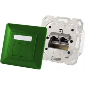 Gniazdo sieciowe 2 x RJ-45 ShiverPeaks 74280-G, Cat6a, 500 MHz, obudowa metalowa, zielona