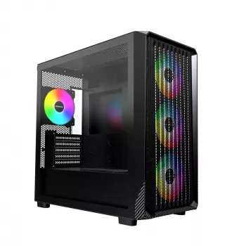 Montech X5M (B) Obudowa PC Micro Tower — Micro‑ATX/Mini‑ITX, 3x120mm przód, 1x120mm tył, obsługa zasilacza ATX, 2x3,5 cala + 4x2,5 cala, Czarna